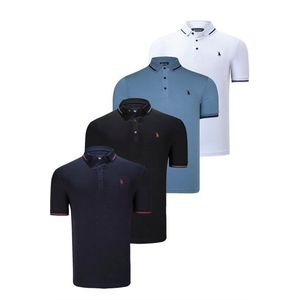 QUADRUPLE SET T8586 DEWBERRY MEN'S T-SHIRT-BLACK-WHITE-NAVY-INDIGO obraz