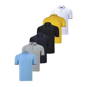 SET OF SIX T8586 DEWBERRY MEN'S T-SHIRT-BLACK-WHITE-NAVY-GREY-LIGHT BLUE-YELLOW obraz