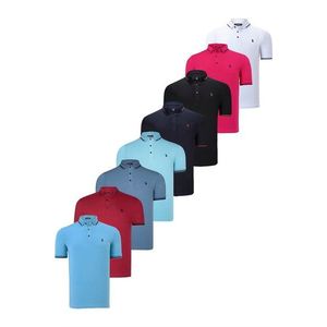 SET OF EIGHT T8586 DEWBERRY MEN'S T-SHIRT-BLACK-WHITE-NAVY-BURGUNDY-CYAN-FUCHSIA-INDIGO-LIGHT BLUE obraz