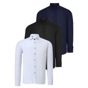 TRIPLE SET G721 DEWBERRY MEN'S SHIRT-BLACK-WHITE-NAVY BLUE obraz