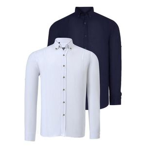 DOUBLE SET G721 DEWBERRY MEN'S SHIRT-NAVY-WHITE obraz