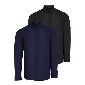 DOUBLE SET G721 DEWBERRY MEN'S SHIRT-BLACK-NAVY obraz