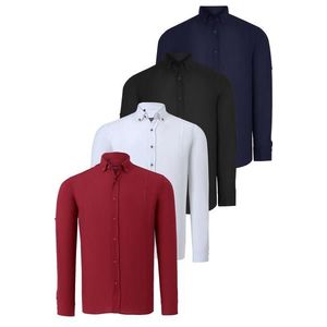 QUADRUPLE SET G721 DEWBERRY MEN'S SHIRT-BLACK-WHITE-NAVY-BURGUNDY obraz