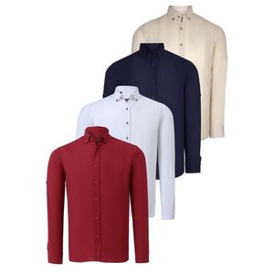 QUADRUPLE SET G721 DEWBERRY MEN'S SHIRT-NAVY-BURGUNDY-BEIGE-WHITE obraz