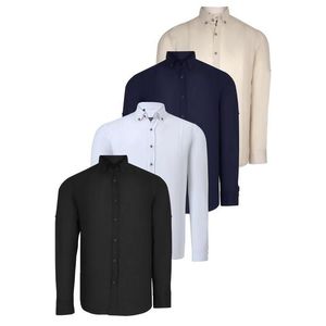 QUADRUPLE SET G721 DEWBERRY MEN'S SHIRT-BLACK-WHITE-NAVY-BEIGE obraz