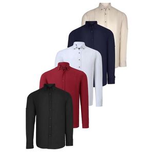 SET OF FIVE G721 DEWBERRY MEN'S SHIRT-BLACK-WHITE-NAVY-BEIGE-BURGUNDY obraz