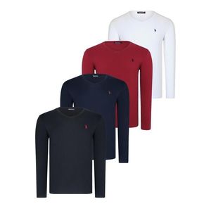 QUADRUPLE SET T8587 DEWBERRY V-NECK MEN'S SWEATSHIRT-BLACK-NAVY-WHITE-BURGUNDY obraz