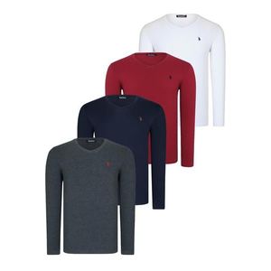 QUADRUPLE SET T8587 DEWBERRY V-NECK MEN'S SWEATSHIRT-ANTHRACITE-NAVY-WHITE-BURGUNDY obraz