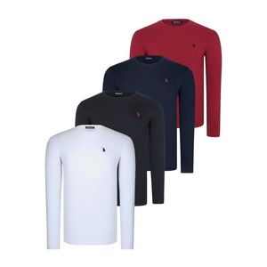 QUADRUPLE SET T8588 DEWBERRY ROUND NECK MEN'S SWEATSHIRT-BLACK-NAVY-WHITE-BURGUNDY obraz