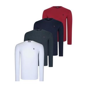 QUADRUPLE SET T8588 DEWBERRY ROUND NECK MEN'S SWEATSHIRT-ANTHRACITE-NAVY-WHITE-BURGUNDY obraz