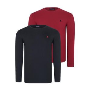 DOUBLE SET T8588 DEWBERRY ROUND NECK MEN'S SWEATSHIRT-BLACK-BURGUNDY obraz