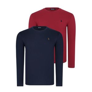 DOUBLE SET T8588 DEWBERRY ROUND NECK MEN'S SWEATSHIRT-BURGUNDY-NAVY BLUE obraz