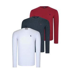 TRIPLE SET T8588 DEWBERRY ROUND NECK MEN'S SWEATSHIRT-WHITE-ANTHRACITE-BURGUNDY obraz