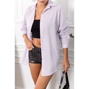 armonika Women's Lilac Striped Look Oversized Long Basic Shirt obraz