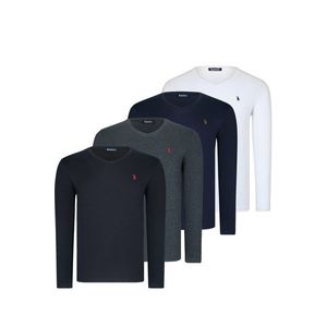 QUADRUPLE SET T8587 DEWBERRY V-NECK MEN'S SWEATSHIRT-WHITE-BLACK-NAVY-ANTHRACITE-BURGUNDY-KHAKI obraz