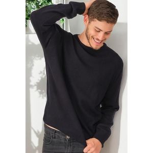 V0349 DEWBERRY MEN'S OVERSIZE SWEATER-PLAIN NAVY BLUE obraz