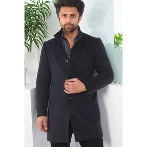 PLT8370 DEWBERRY MEN'S COAT-PLAIN NAVY BLUE obraz