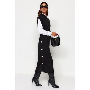 Trendyol Black Button Detailed Knitwear Sweater Dress obraz