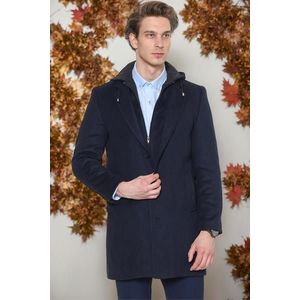 PLT8376 DEWBERRY MEN'S COAT-DARK NAVY BLUE obraz