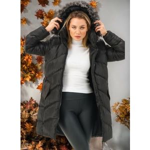 Z6768 DEWBERRY LADIES' COAT-PLAIN BLACK obraz