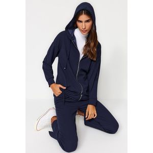 Trendyol Navy Blue Hooded Zippered Knitted Tracksuit Set obraz