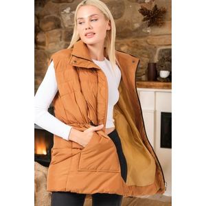 Z6747 DEWBERRY WOMEN'S VEST-PLAIN TAN obraz