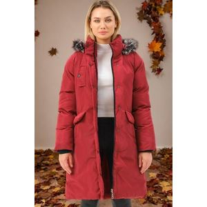 Z6774 DEWBERRY WOMEN'S COAT-PLAIN BURGUNDY obraz