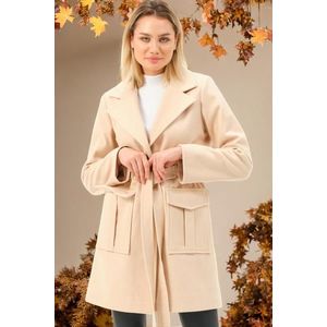 Z6778 DEWBERRY LADIES' COAT-LIGHT BEIGE obraz