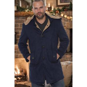 PLT8399 DEWBERRY SUEDE LOOK MEN'S COAT-DARK NAVY BLUE obraz