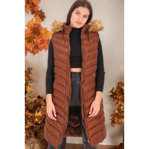 Z6684 DEWBERRY LADIES VEST-FLAT LIGHT BROWN obraz