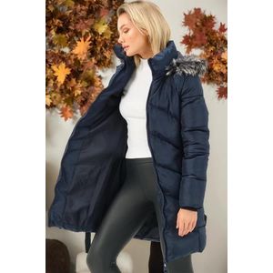 Z6768 DEWBERRY WOMEN'S COAT-PLAIN NAVY BLUE obraz