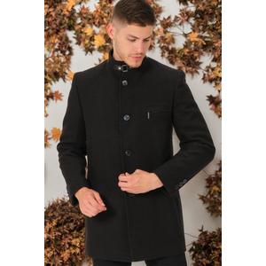 PLT8367 DEWBERRY MEN'S COAT-DARK PLAIN BLACK obraz