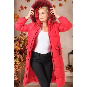 Z6706 DEWBERRY LADIES COAT-PLAIN RED obraz