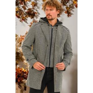 PLT8401 DEWBERRY MEN'S COAT-LIGHT DIAGONAL GREY obraz