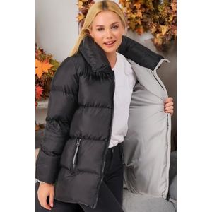 Z6682 DEWBERRY LADIES' COAT-PLAIN BLACK obraz