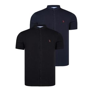 DOUBLE SET T8597 DEWBERRY MEN'S SHIRT-BLACK-NAVY BLUE obraz