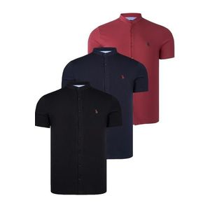 TRIPLE SET T8597 DEWBERRY MEN'S SHIRT-BLACK-NAVY-BURGUNDY obraz