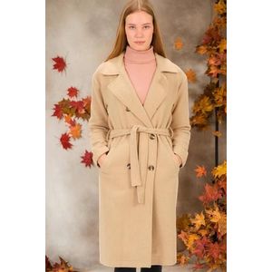 Z6765 DEWBERRY LADIES COAT-PLAIN BEIGE obraz