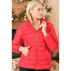 Z6746 DEWBERRY LADIES COAT-PLAIN RED obraz