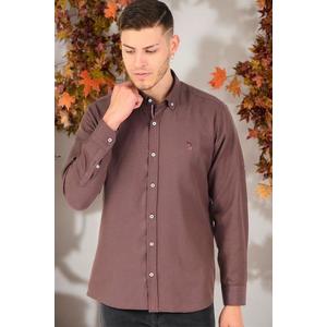 G674 DEWBERRY MEN'S SHIRT-PLAIN BROWN obraz