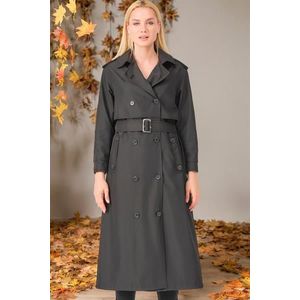 Z6674 DEWBERRY WOMEN'S TRENCH COAT-STRAIGHT BLACK obraz