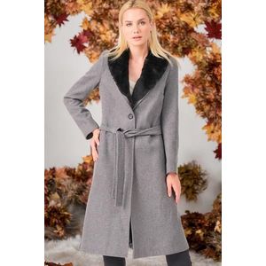 Z6671 DEWBERRY LADIES' COAT-PLAIN GREY obraz