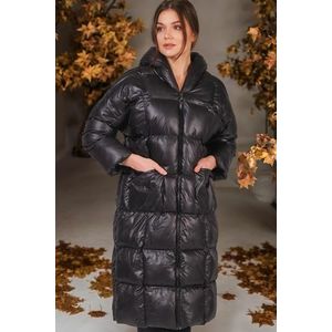 Z6680 DEWBERRY LADIES' INFLATABLE COAT-PLAIN BLACK obraz