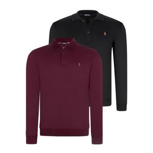 DOUBLE SET V4007 DEWBERRY MEN'S SWEATSHIRT-PURPLE-BLACK obraz