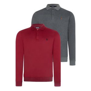 DOUBLE SET V4007 DEWBERRY MEN'S SWEATSHIRT-BURGUNDY-ANTHRACITE obraz