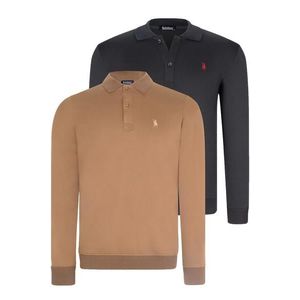 DOUBLE SET V4007 DEWBERRY MEN'S SWEATSHIRT-NAVY-CAMEL obraz