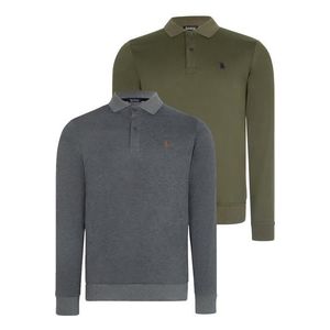 DOUBLE SET V4007 DEWBERRY MEN'S SWEATSHIRT-ANTHRACITE-KHAKI obraz