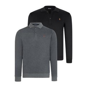 DOUBLE SET V4007 DEWBERRY MEN'S SWEATSHIRT-BLACK-ANTHRACITE obraz