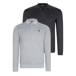 DOUBLE SET V4007 DEWBERRY MEN'S SWEATSHIRT-NAVY - GREY obraz