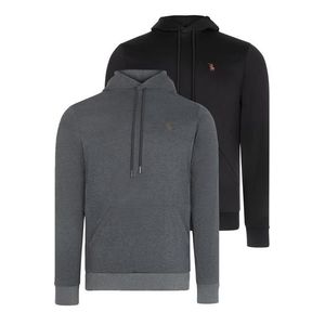 DOUBLE SET V4011 DEWBERRY MEN'S HOODED SWEATSHIRT-BLACK-ANTHRACITE obraz